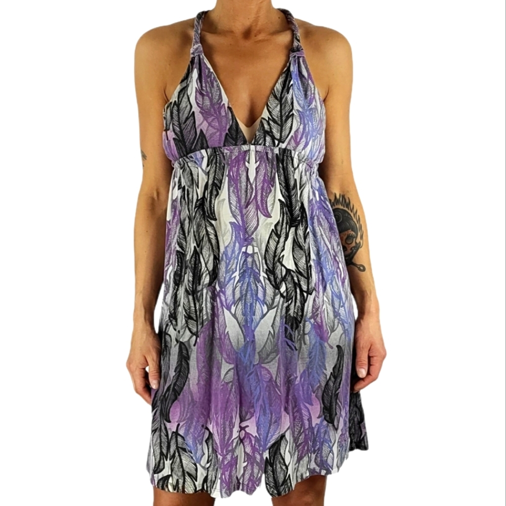 Rip Curl Halter Dress Size Medium Purple Knit Back